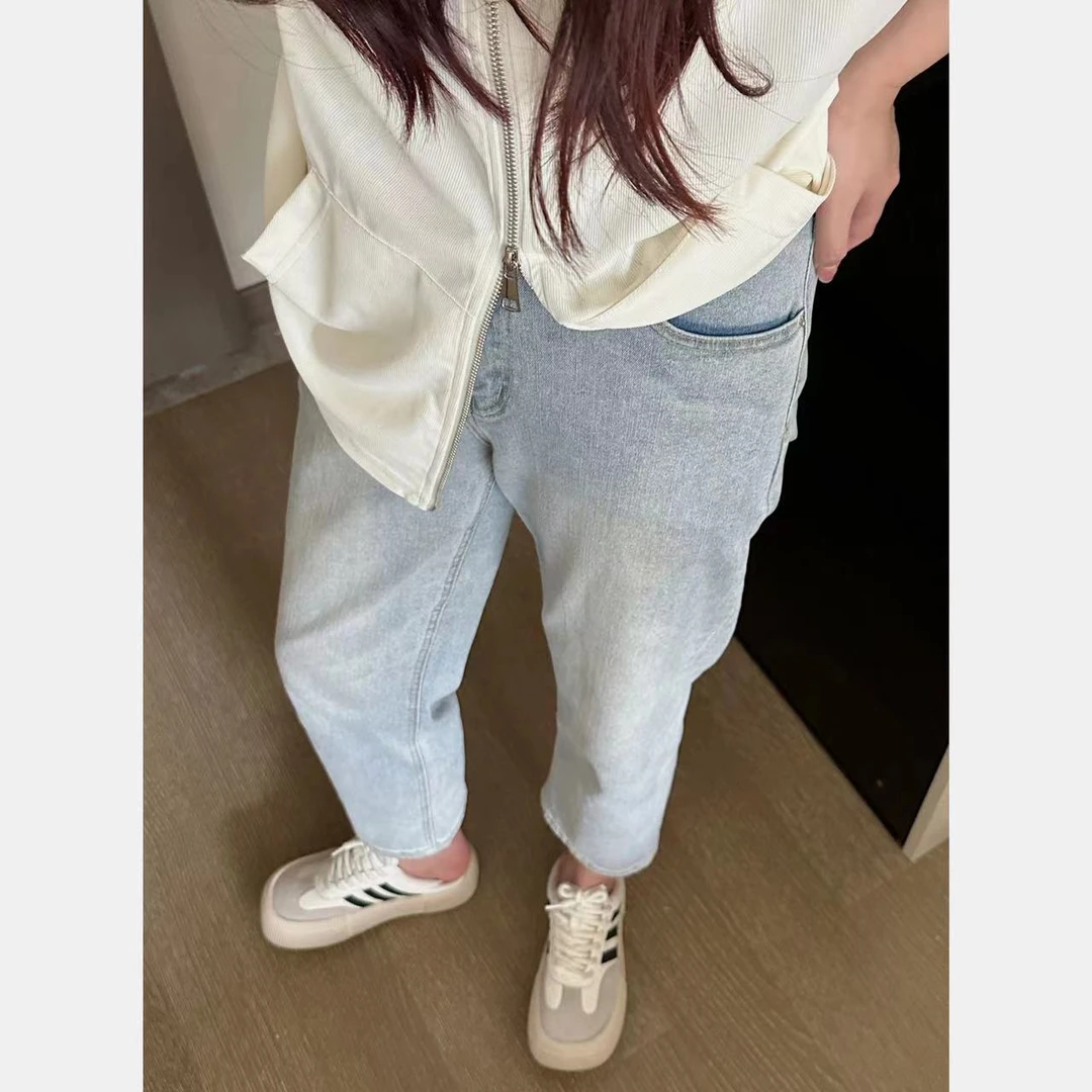 Xiaix【休闲派对】设计师款浅色直筒九分烟管裤KZ0419夏夏