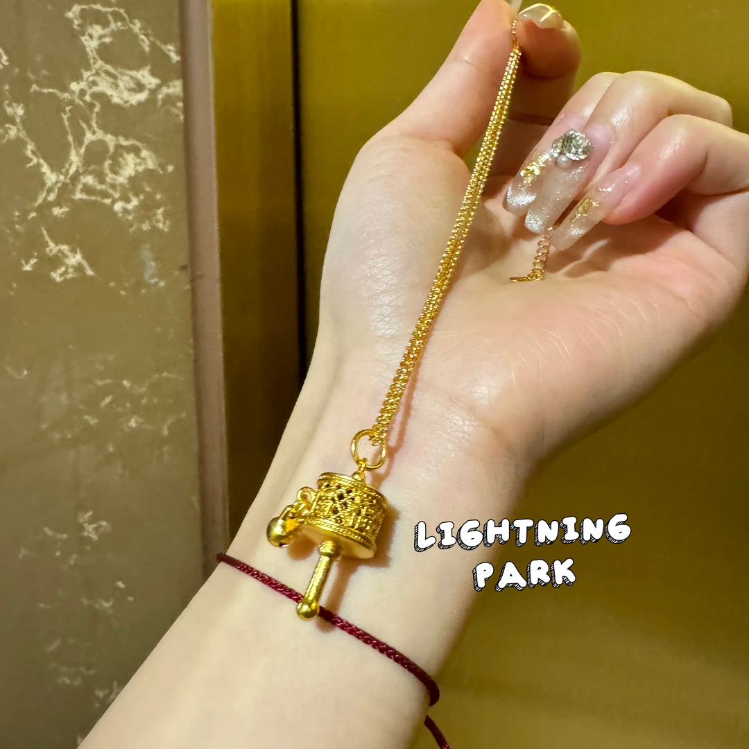 铜合金吊坠 【霹雳配饰公园】新中式藏系福字转转筒吊坠轻奢项链