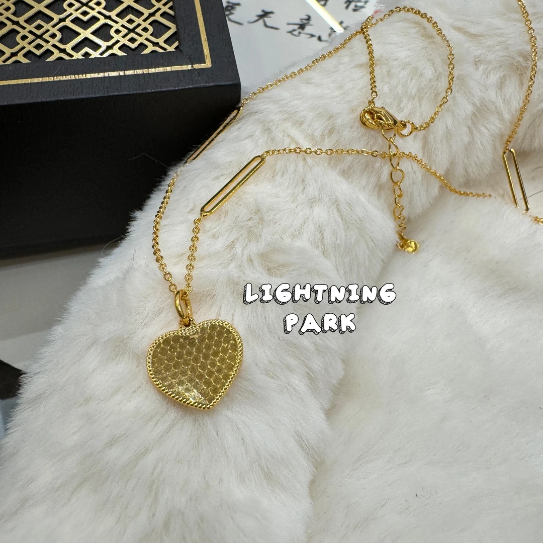 镀K金【霹雳配饰公园】新中式复古镜面爱心国风项链