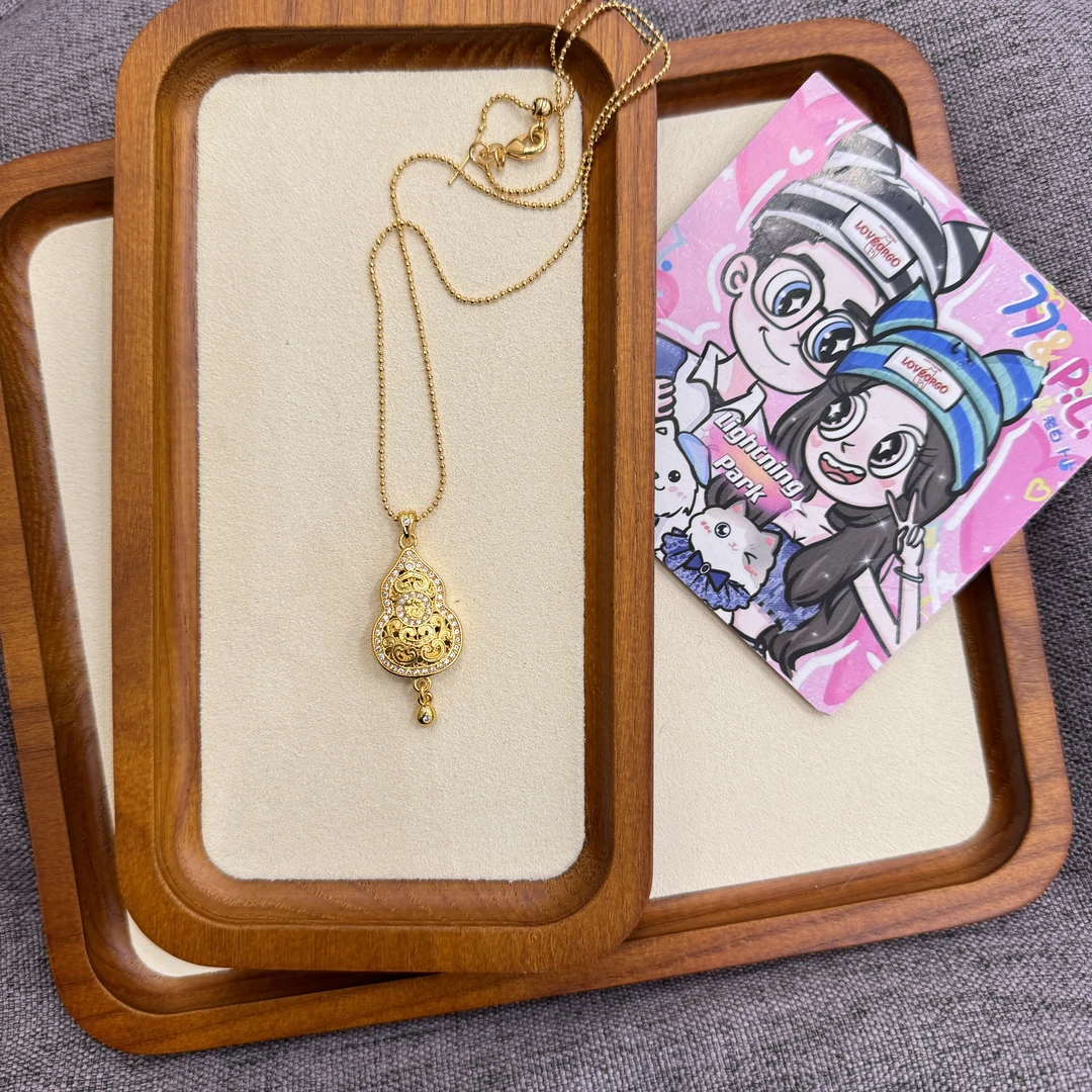 铜合金吊坠 【霹雳配饰公园】新中式国风祥云镂空福字葫芦吊坠项链