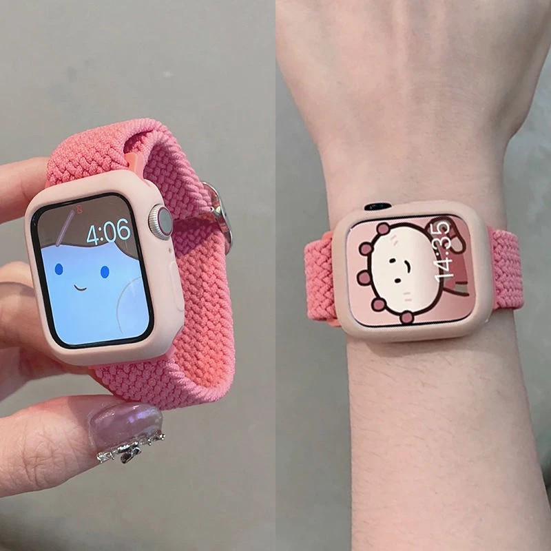 适用苹果表带applewatch8尼龙编织s765432/SE/女s8透气创意可调节