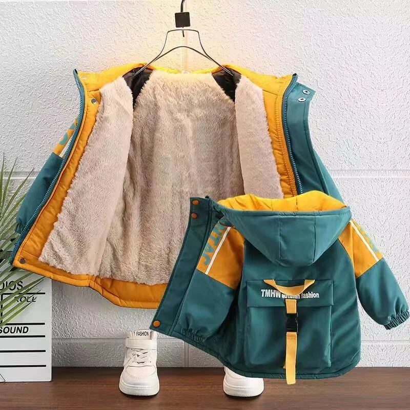 男童冬装百搭棉服2024新款冬季加绒加厚外套男孩冬款宝宝洋气棉袄