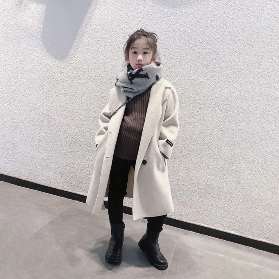 2023新款双面羊绒呢高档时尚冬款女童中长款韩版儿童时尚外套