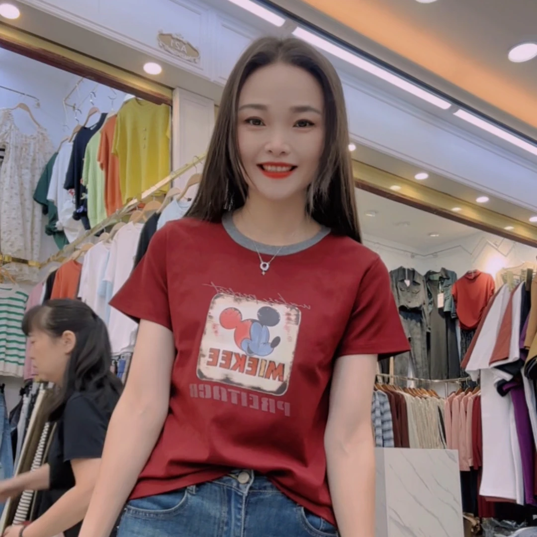 Z螺纹棉小小图米奇图时尚百搭上衣