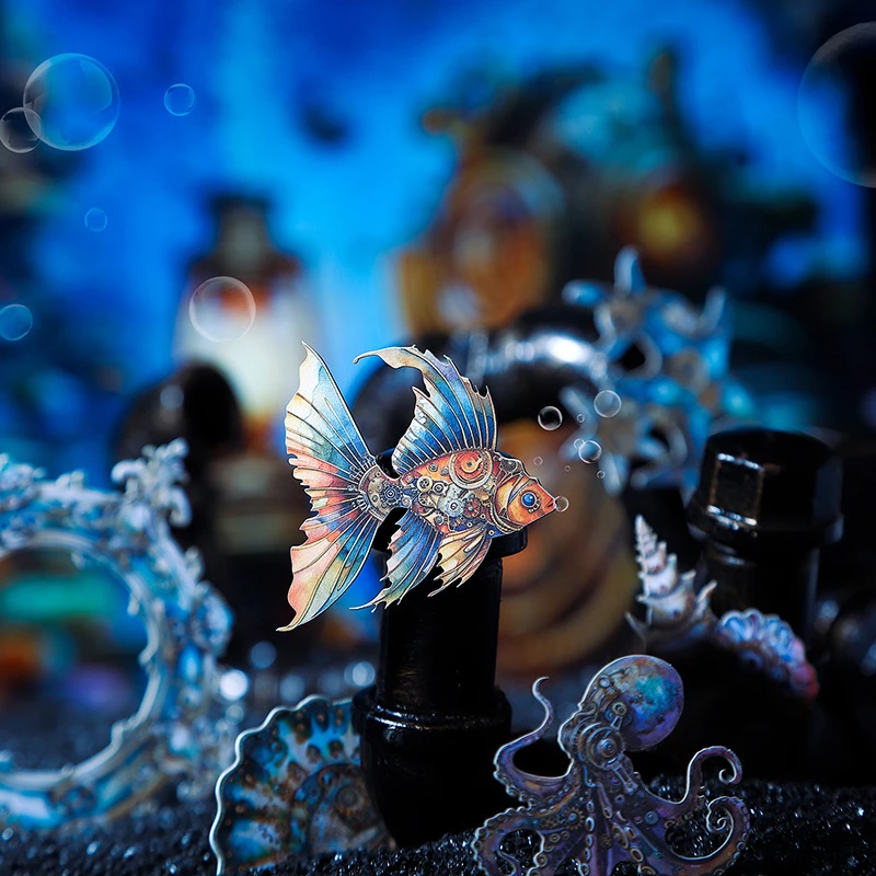 美好的一天硬卡贴纸 机械旋律系列蒸汽朋克素材手帐diy装饰拼贴画