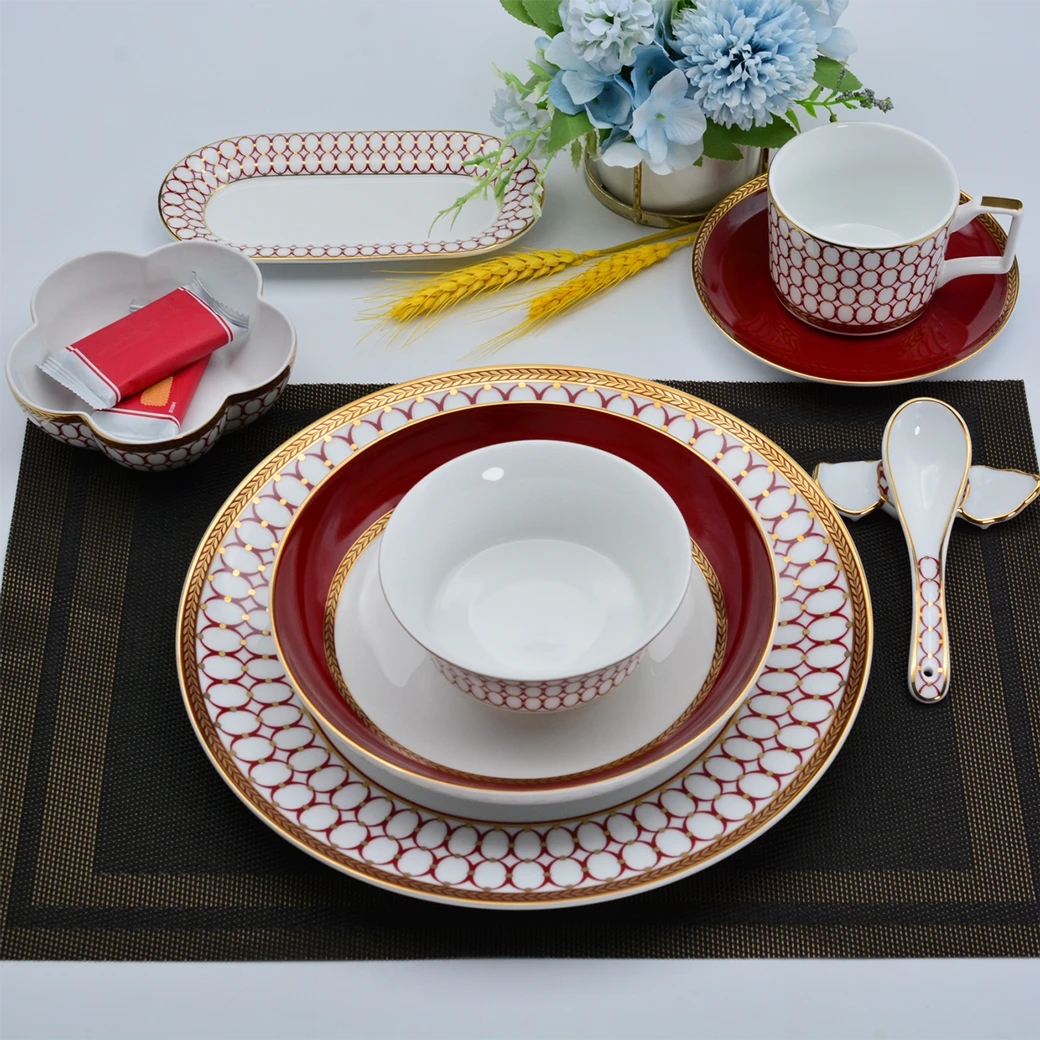 KAROSA/卡诺莎金粉世家酒店台面餐具；24K浮雕金；昌南白瓷；轻奢