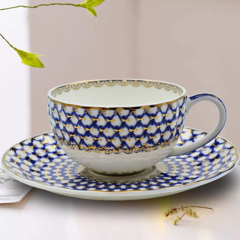 蓝殿尚格同款宝石蓝釉中工艺陶瓷家用高档轻奢南瓜杯碟（宠粉活动）