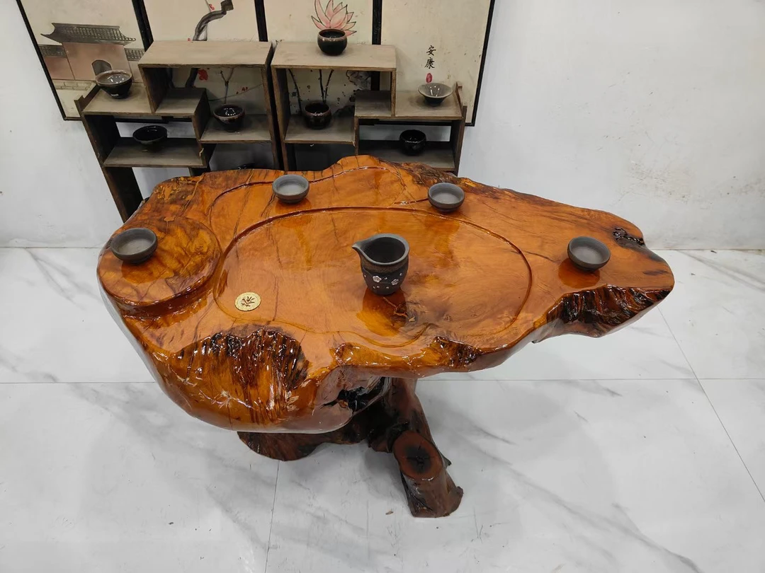 大叶楠整体根雕茶台，阳台家用茶几，一帆风顺100-60-68厘米