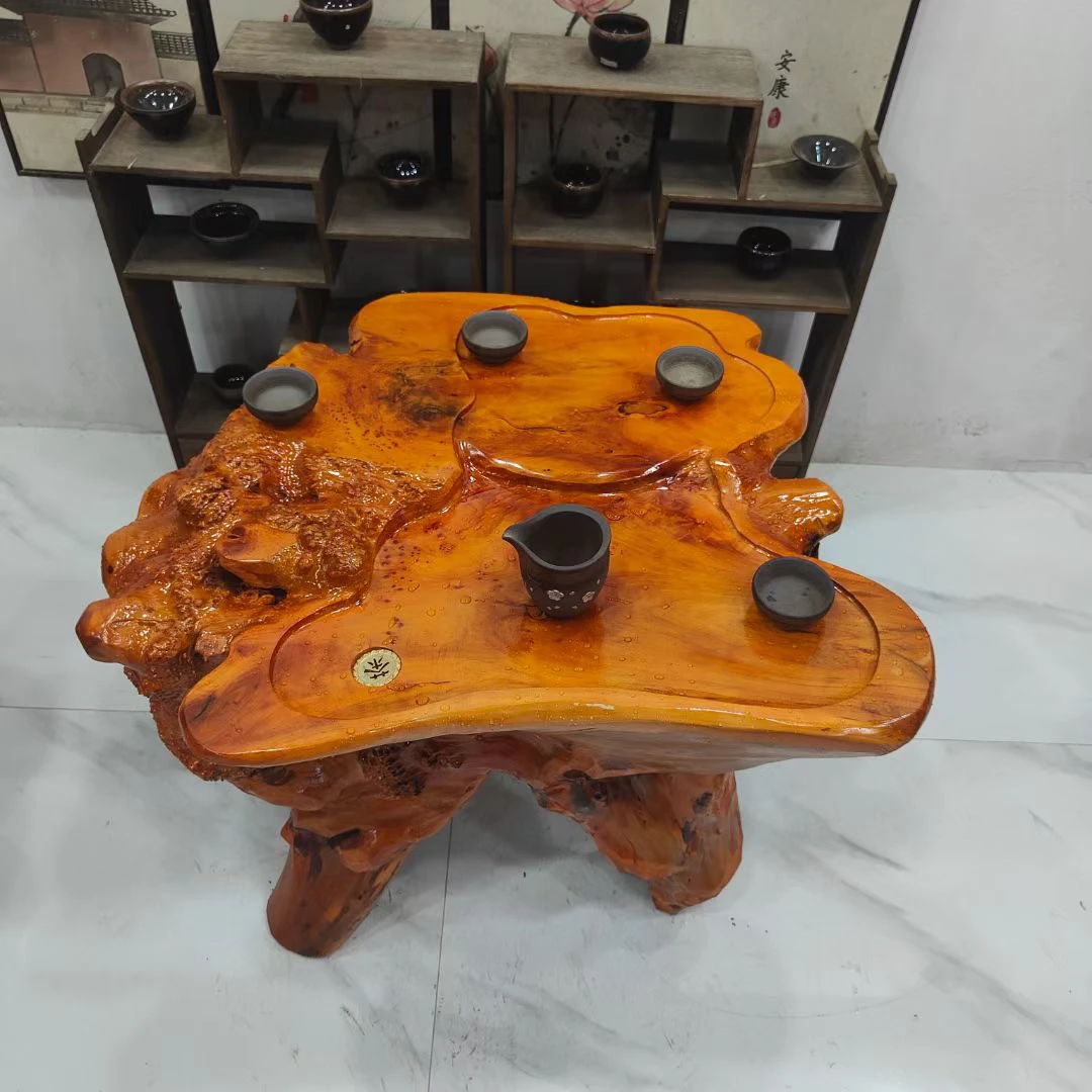 R77香杉木根雕茶台天然原木实木茶几茶海简约阳台家用
