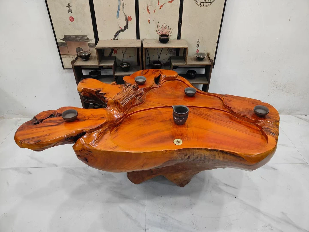 D2722香樟木根雕茶台，阳台家用茶几，山野人家123-73-65厘米