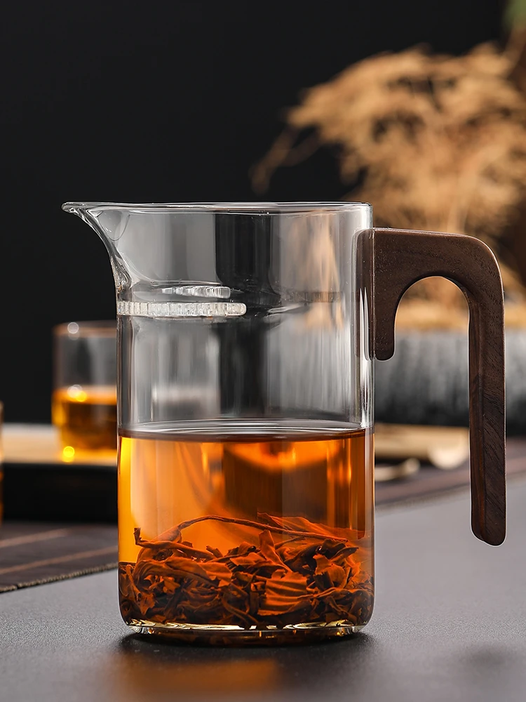 高档透明公道杯茶漏一体泡茶杯过滤月牙杯玻璃泡茶壶家用泡茶器