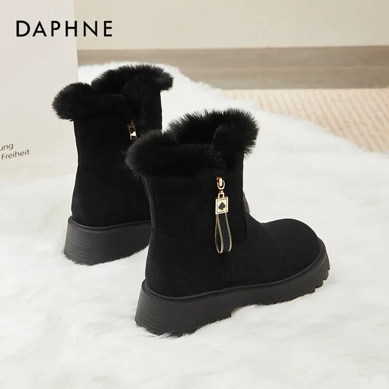 Daphne达芙妮 宝藏级精品~雪地靴女加绒马丁靴东北大棉鞋厚底短靴
