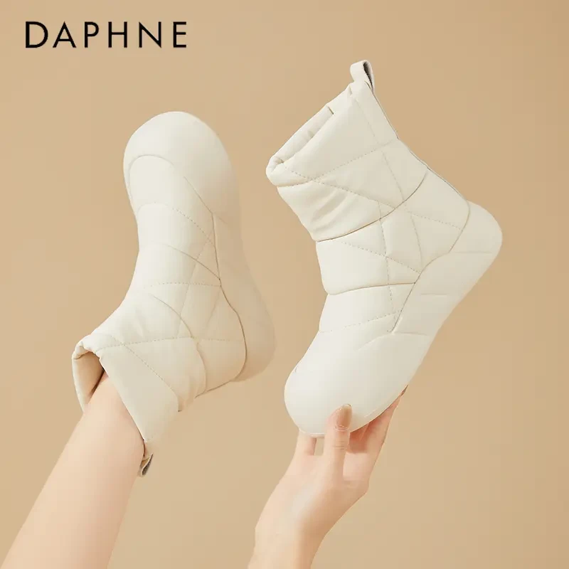 达芙妮老北京棉鞋女冬季2023新款东北厚底面包鞋加绒加厚雪地靴子