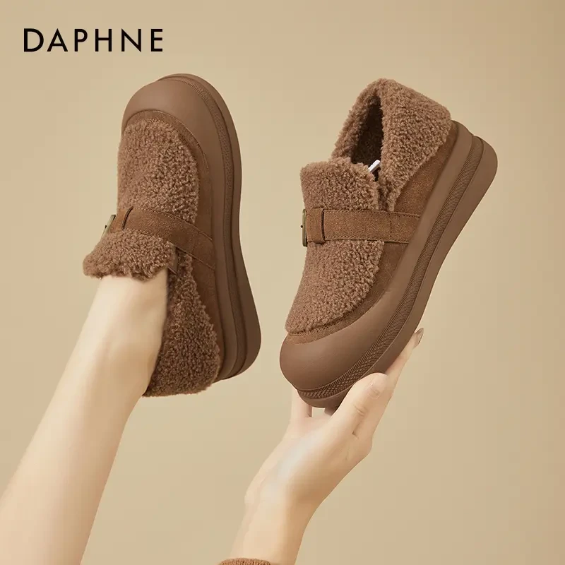 达芙妮一脚蹬加绒毛毛鞋女2024年新款冬季保暖棉鞋软底孕妇勃肯鞋