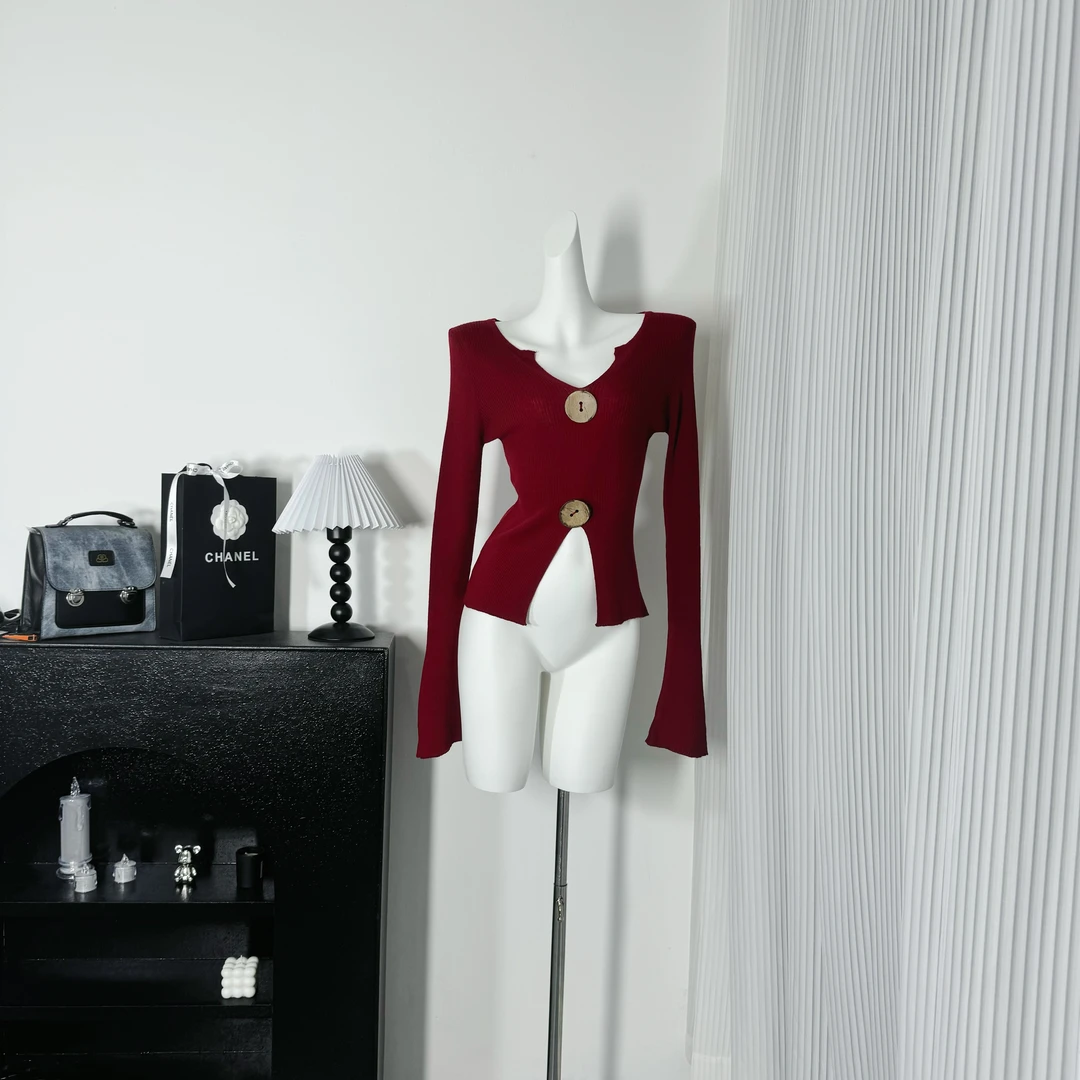 显瘦黑色针织打底衫辣妹设计感毛衣收腰性感上衣百搭御姐纯欲新款