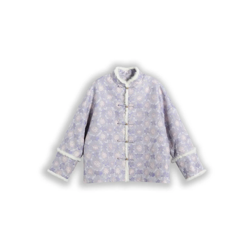 【曲水凌波】满分桑蚕丝宋锦驼绒外套25018