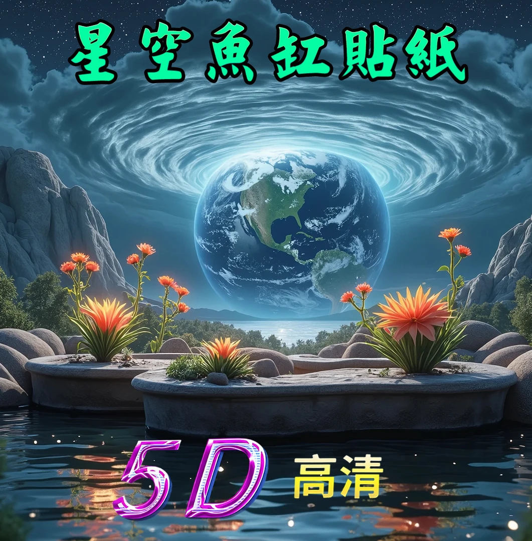 鱼缸背景贴纸5d立体星空地球高清图背景画水族装饰防水自带正胶