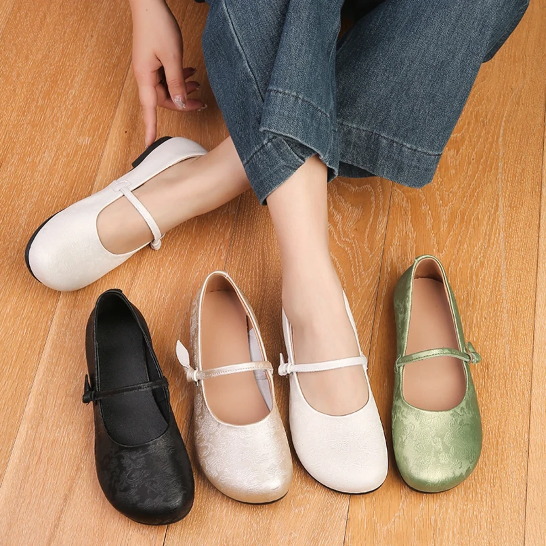 春夏新款软底软面新中式休闲百搭复古民族风旗袍妈妈鞋时尚玛丽珍