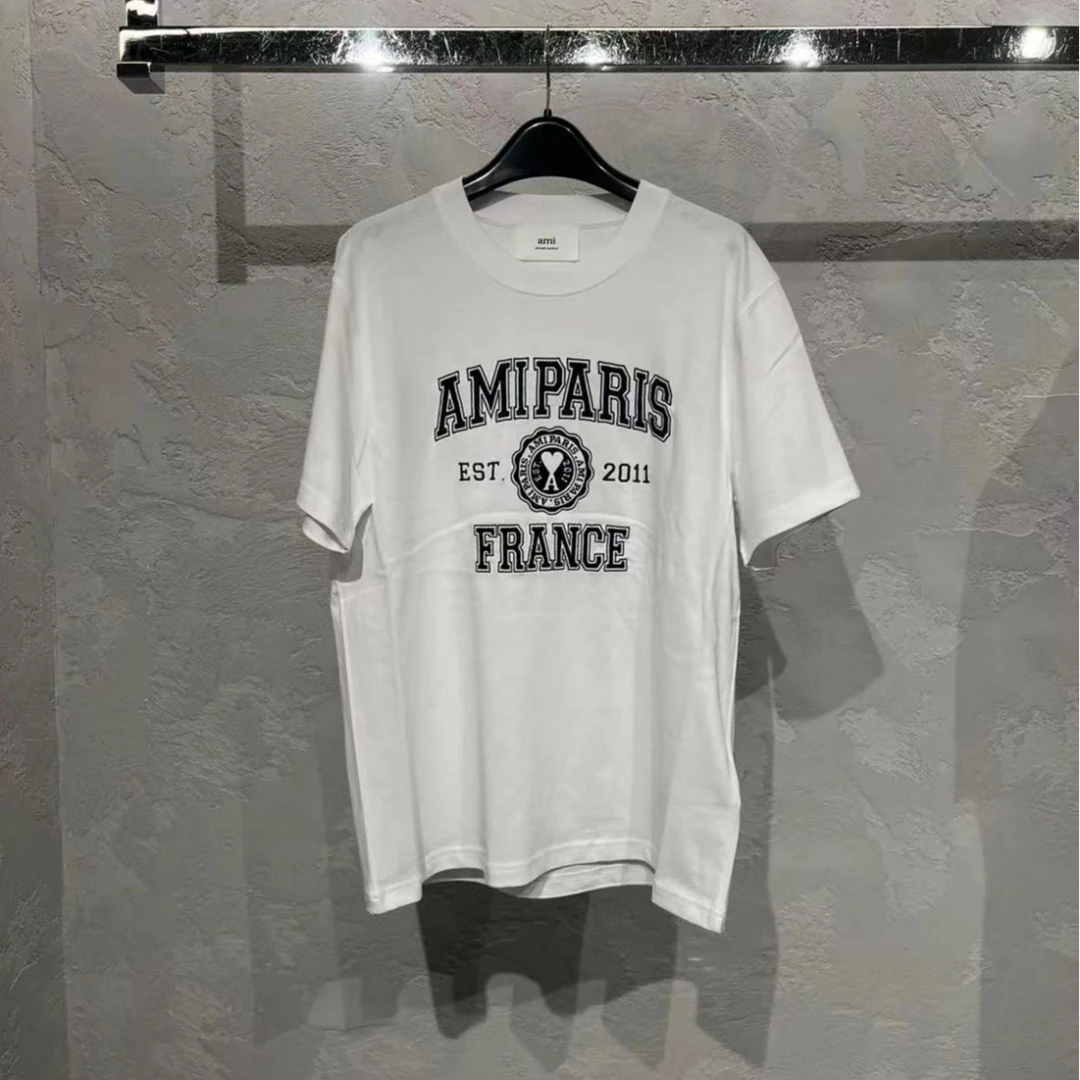 全新未使用  AMI白色设计师徽标爱心T恤