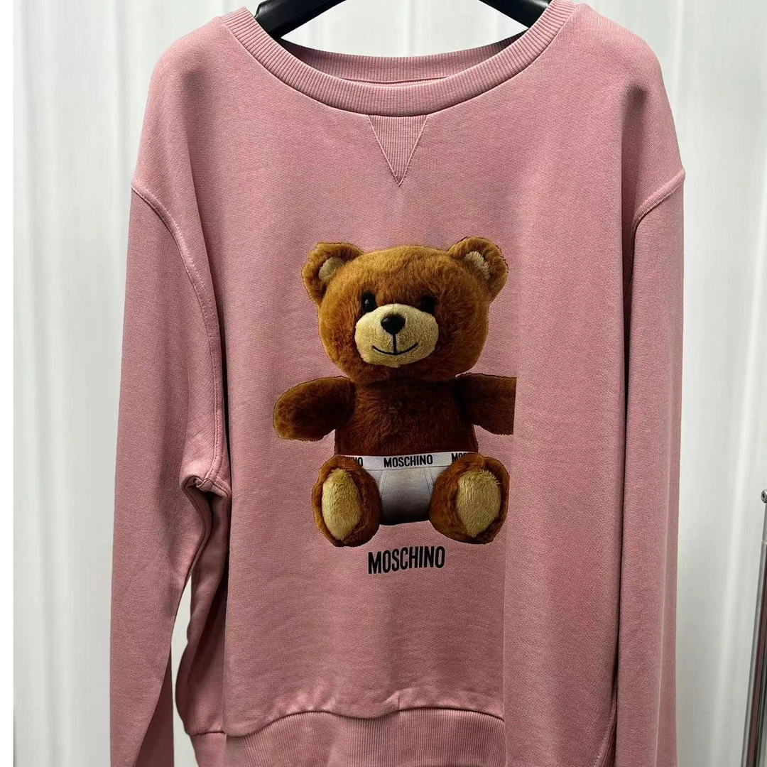 全新未使用 MOSCHINO MOSCHINO粉色泰迪熊字母卫衣 不支持七天