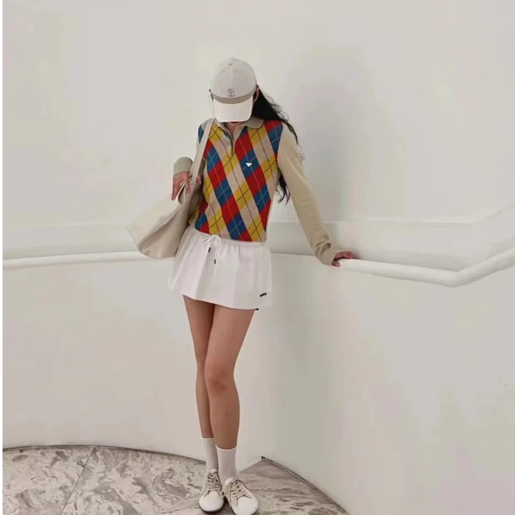 全新未使用 Prada/普拉达 PRADA新款撞色菱格纹针织衫