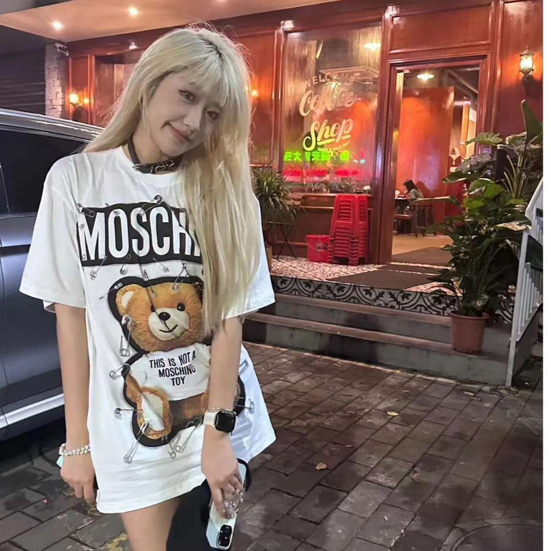 全新未使用 MOSCHINO 别针小熊宽松T恤 不支持七天