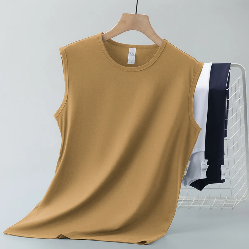 莫代尔纤维背心男潮夏季冰丝凉感速干坎肩运动无袖t恤健身汗衫