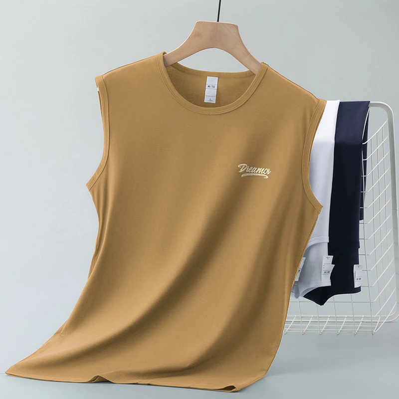 莫代尔纤维运动背心男夏季潮牌无袖t恤健身坎肩冰丝速干凉感汗衫