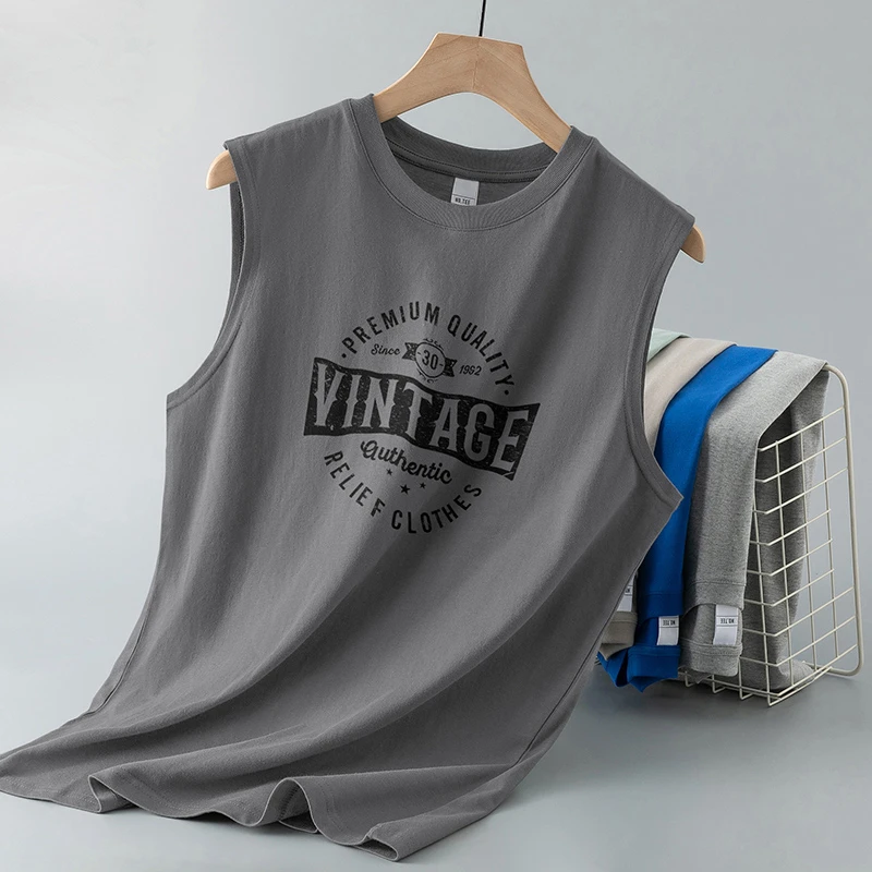 男士背心纯棉无袖t恤潮牌夏季健身运动坎肩宽肩篮球跨栏全棉汗衫