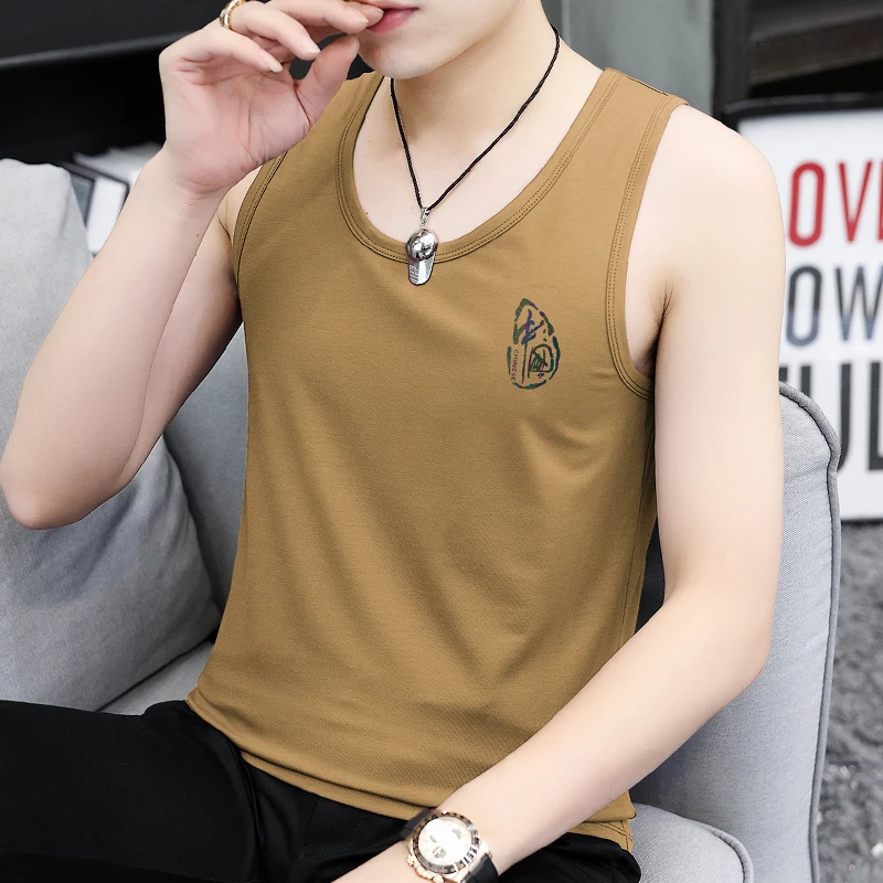 莫代尔纤维背心男夏季跨栏健身冰丝凉感速干运动坎肩国潮无袖吊带