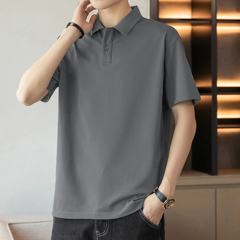 珠地棉polo衫翻领保罗冰丝短袖t恤男夏季纯色上衣服凉感有领半袖