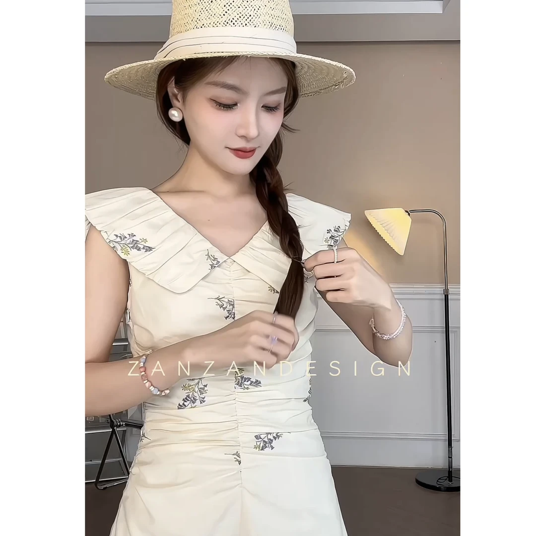 【民国少女】多多时尚百搭米杏色气质洋气时尚连衣裙XMZHH062