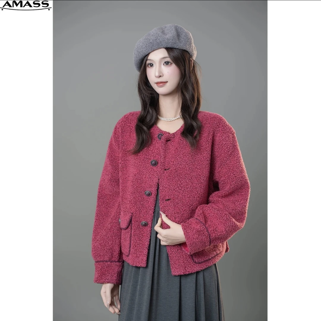 AMASS/阿玛施新款气质粗花呢复古时尚小香风圆领外套上衣 5400912