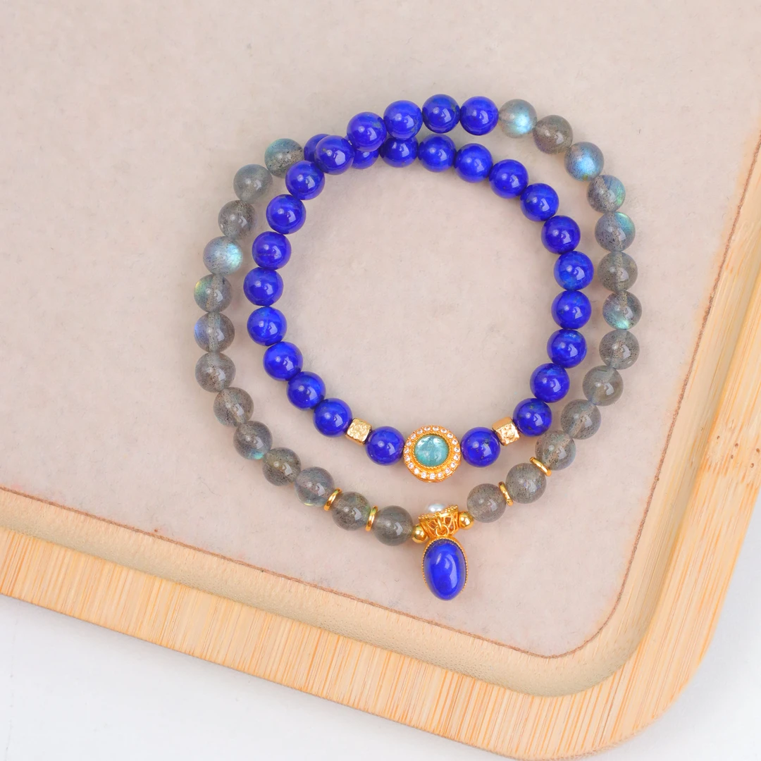 【琪琪珠宝】青金石双圈手链