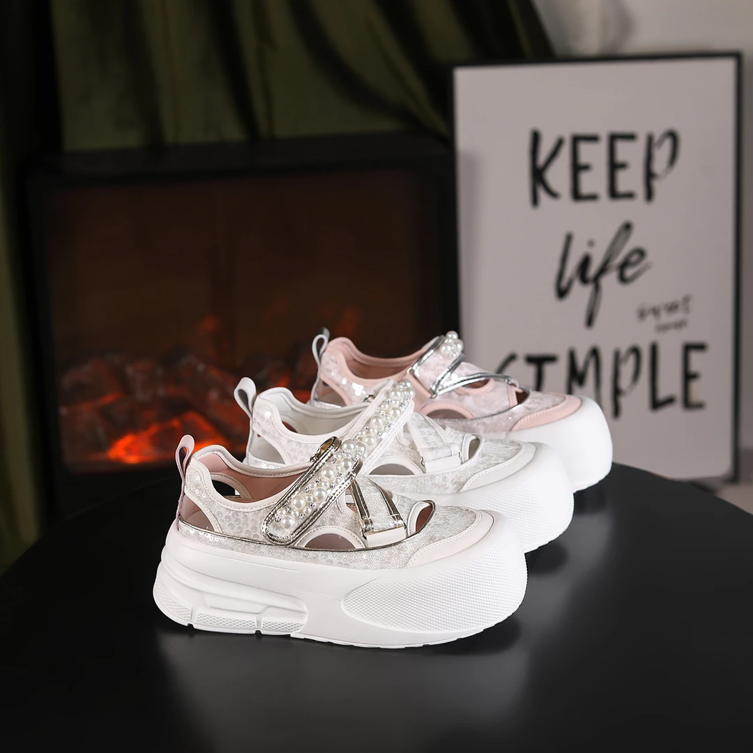 【现货风吹半夏】增高6.5cm时尚百搭女士休闲鞋板鞋镂空凉鞋1367