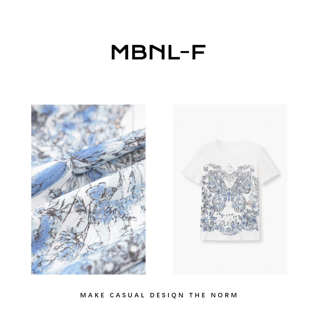 MBNL-FMBNL-F【柔蓝】2024S/S新品 简约蝴蝶T恤 XM-SY8230