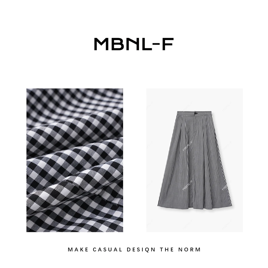 MBNL-F 格子裙 百搭高腰洋气休闲半身裙中长款 秦磊XM-QZ121