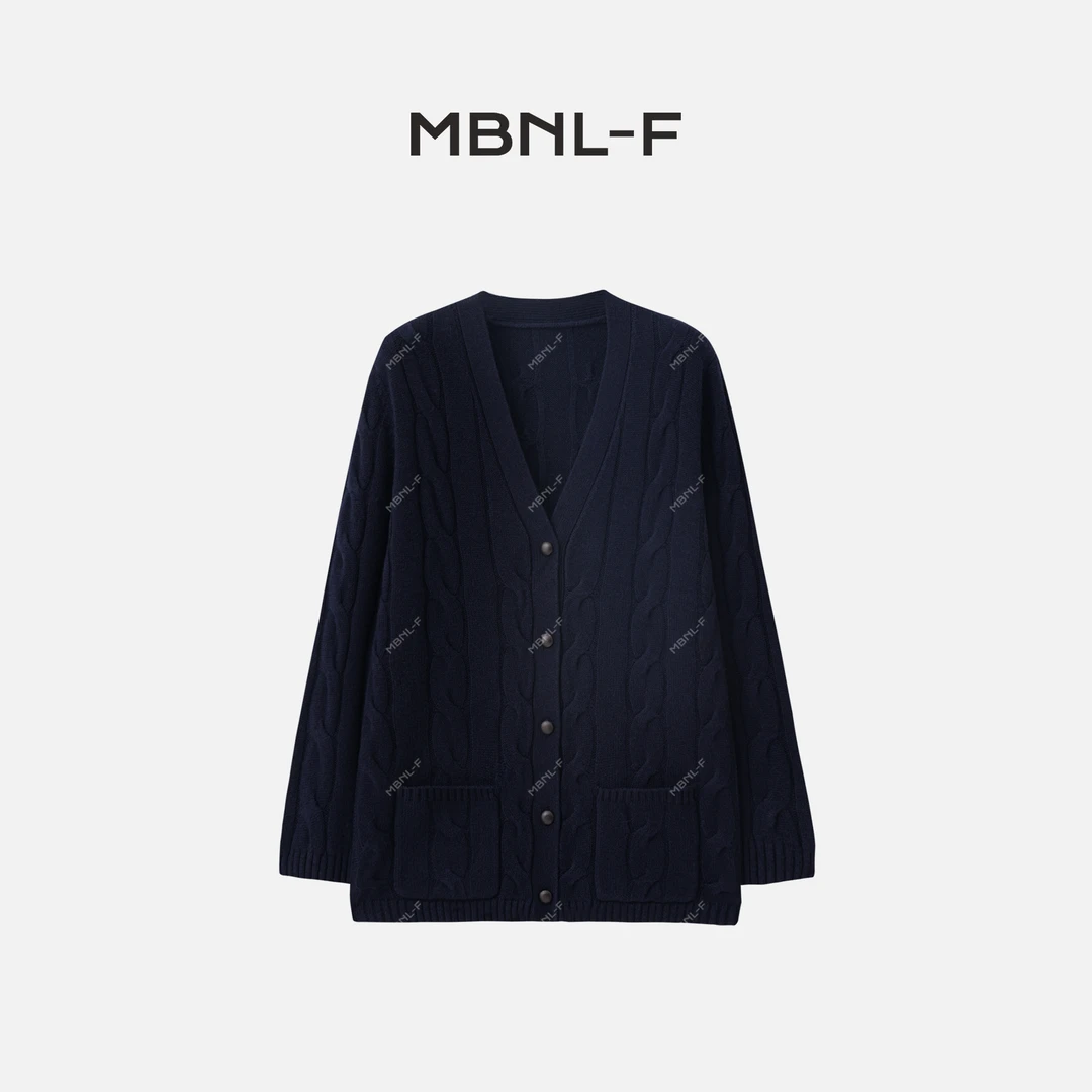 MBNL-F 2024F/W新品 100%羊毛LP同款V领羊毛开衫 秦磊XM-MY1025