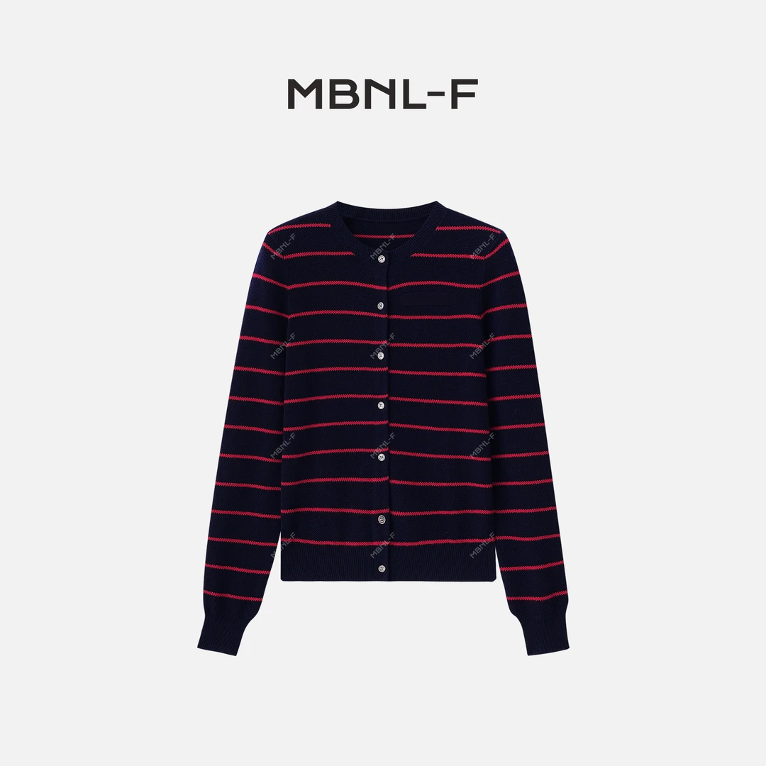MBNL-F“条纹乐章” 2024F/W新品 黑红条纹针织开衫 秦磊XM-MY66399