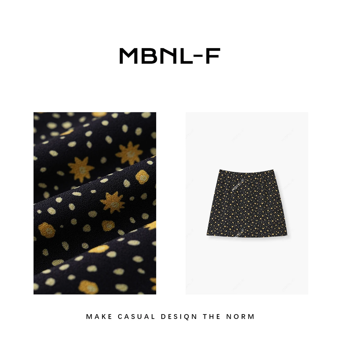 MBNL-F"波点碎花裙"2024S/S新品 100%真丝半身裙 秦磊XM-QZ6098