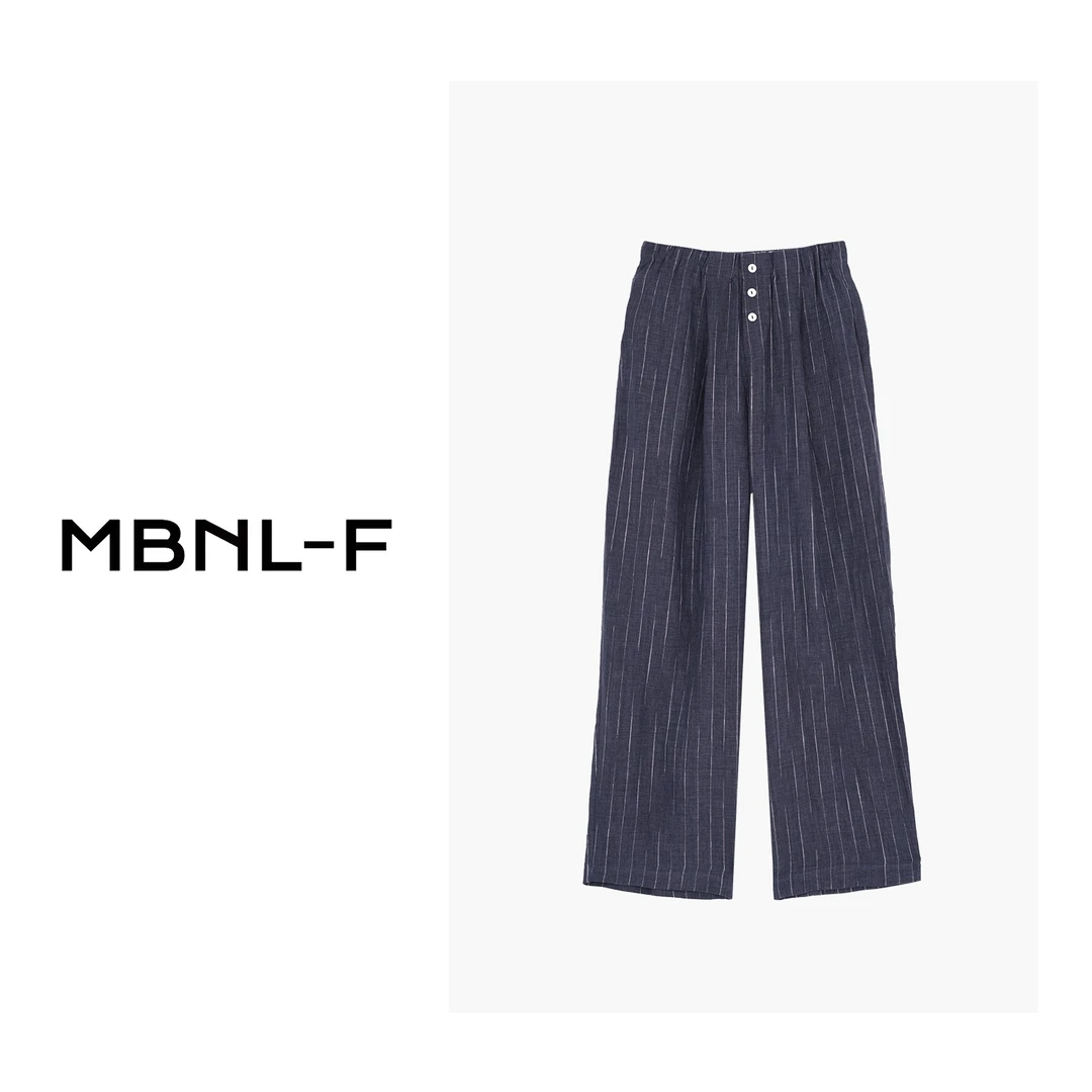 MBNL-F设计师款舒适休闲垂感条纹显瘦长裤 秦磊XM-5802