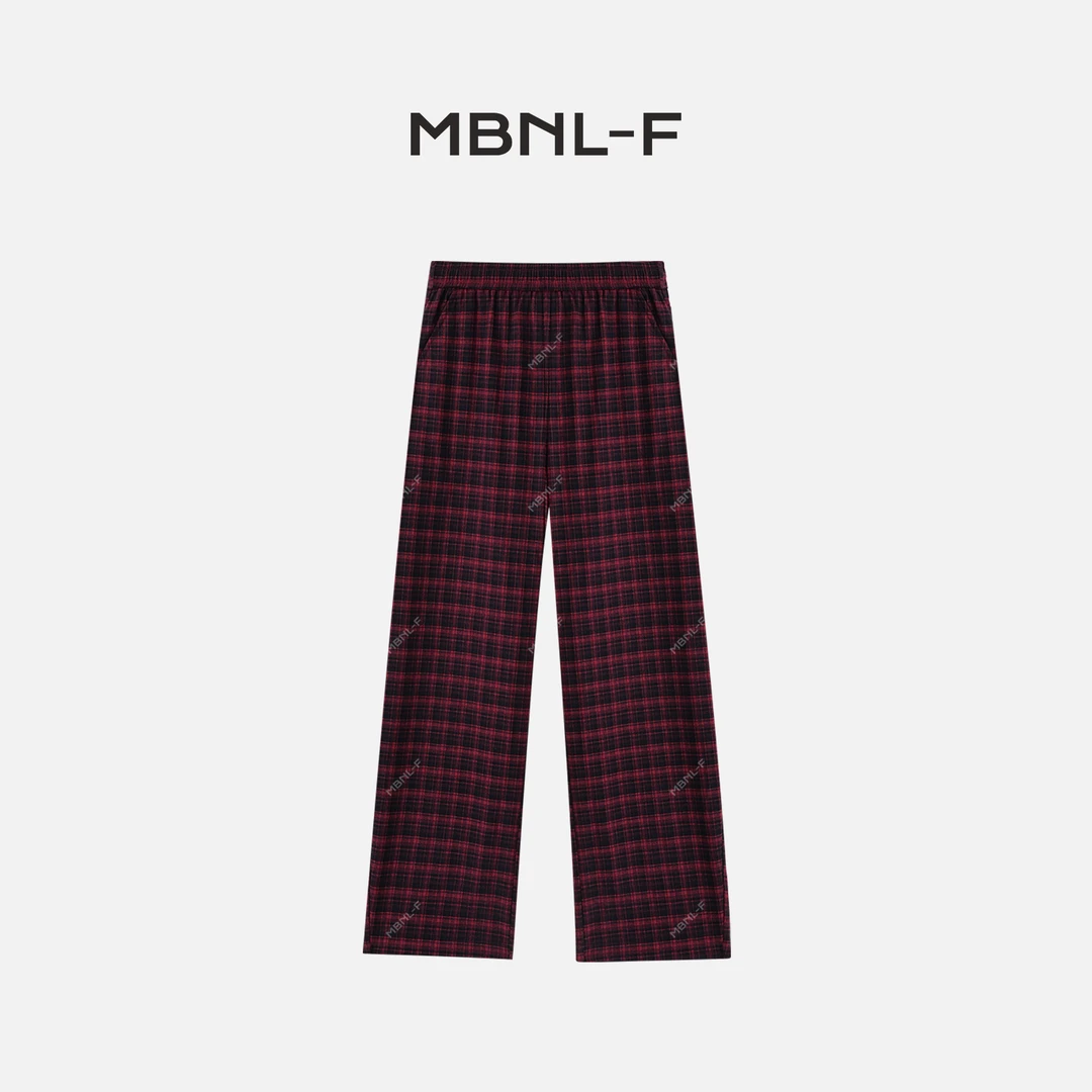 MBNL-F“红格裤” 2024F/W新品 红色格子阔腿裤 秦磊XM-KZ0420