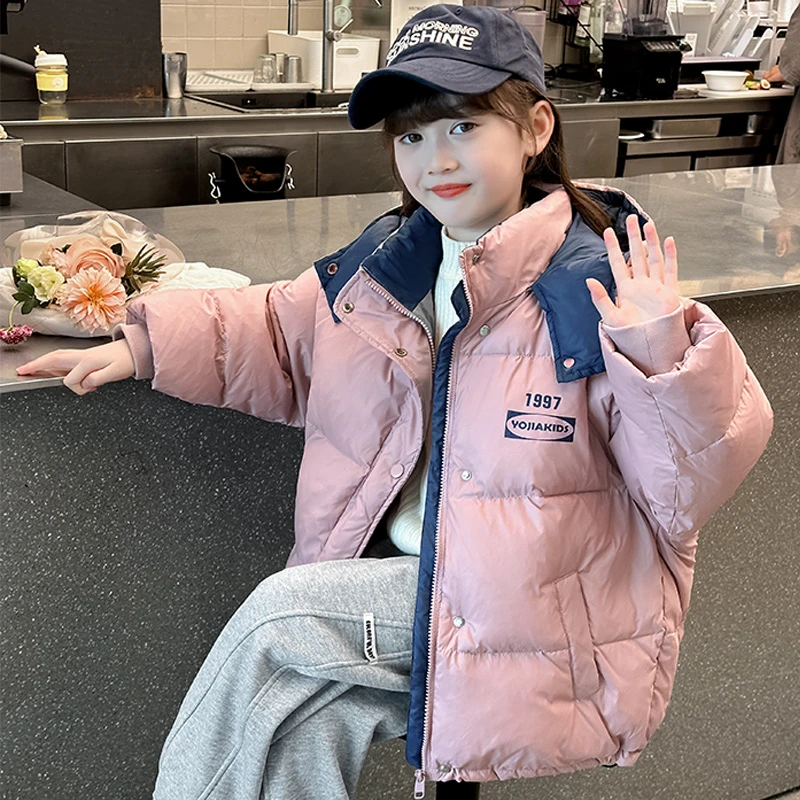 女童棉服外套冬季2025新款洋气儿童棉袄冬装加厚保暖女孩连帽棉衣