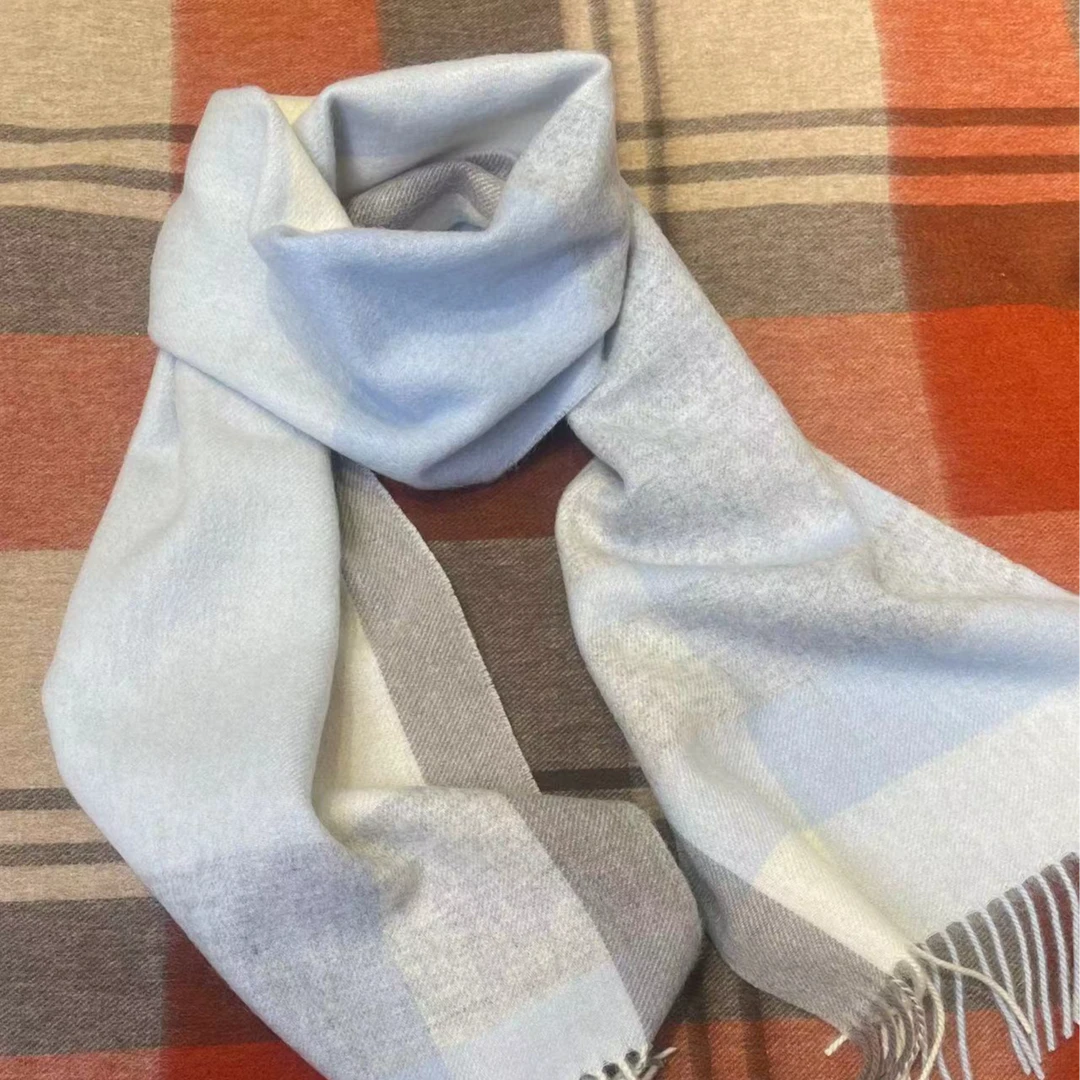 内蒙古羊毛30*180格纹时尚经典保暖搭子百搭围巾