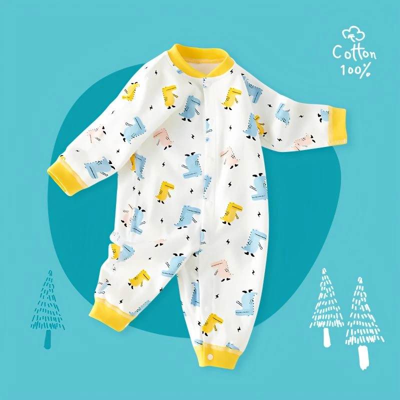 婴儿衣服连体衣棉质春秋宝宝爬服新生女哈衣男无骨可爱睡衣新生儿