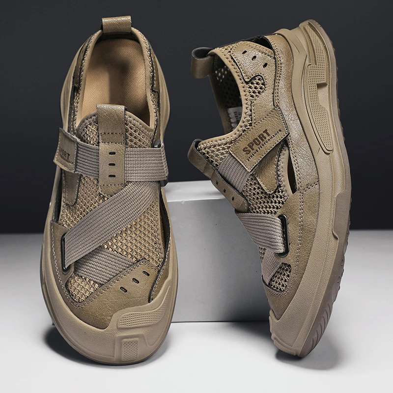 骆鹿沙滩鞋运动透气潮鞋户外凉男式男款专用防滑凉鞋洞洞鞋男