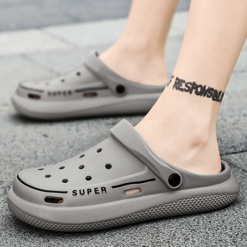 防滑包头厚底凉款洞洞鞋男士款爆款男士洞洞鞋男凉拖鞋半拖勃肯