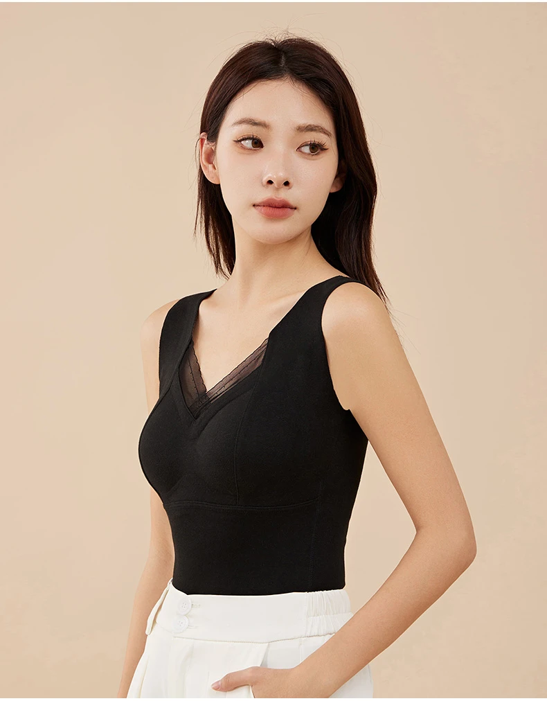 椰油精华第七代貂绒莱赛尔背心 蝉翼花边 水滴杯型  贴身亲肤