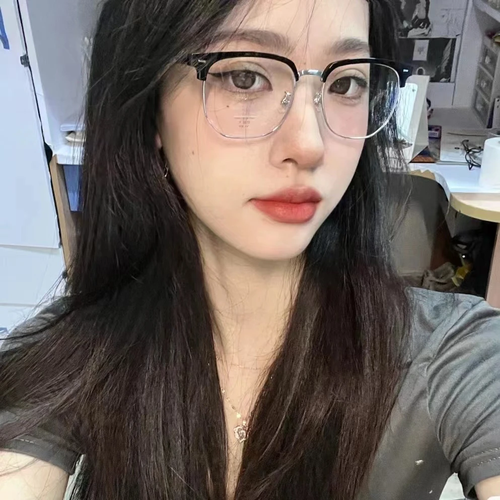 斯文败类眼镜女防蓝光半框可配近视有度数圆脸素颜眼睛框复古男潮