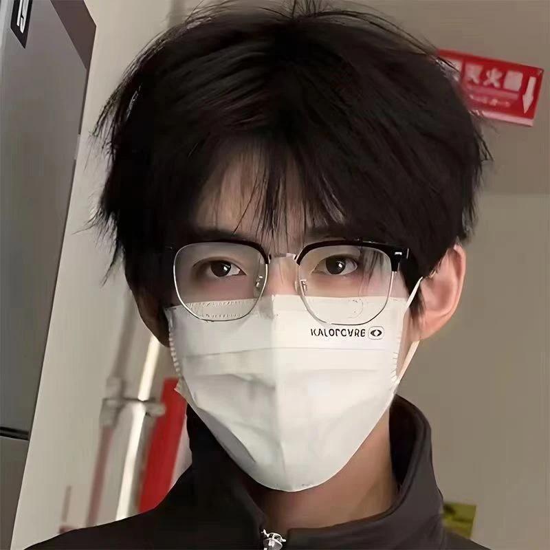 复古半框近视眼镜斯文痞帅理工男防蓝光素颜平光镜回头率超高女潮